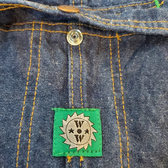 Vintage 80s Wrangler Workwear Carpenter Bibs Overalls Size 38x30 Mens Denim - Picture 16 of 16
